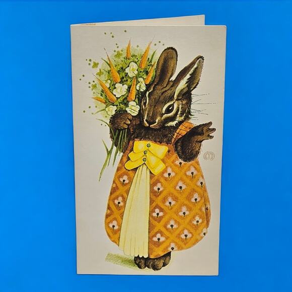 Dressed Rabbit Carrot Bouquet Easter Birthday Bunny Vintage Gordon Fraser Card - Picture 9 of 9